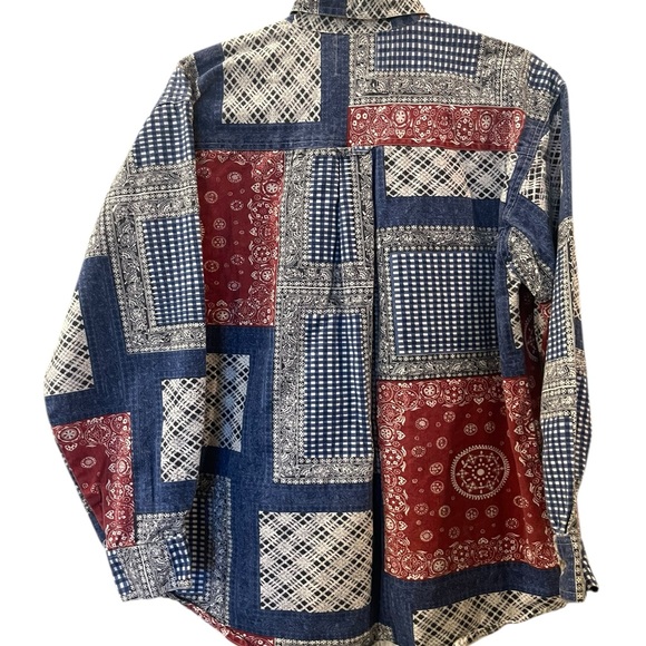 Andrew's Blues Men’s Patchwork Bandanna Button Down Shirt Size: Medium - Picture 2 of 4